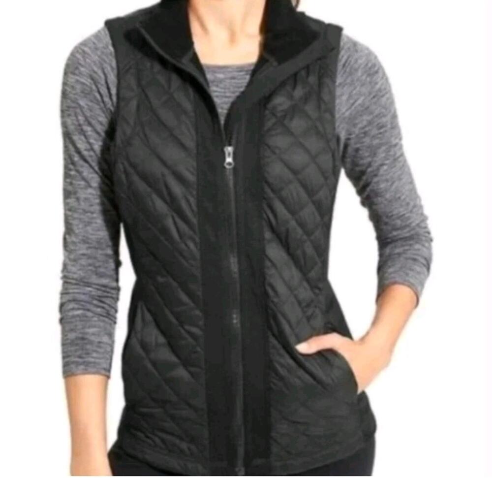 Athleta Rock Springs Vest Women’s Small Black Quilted Insulated Run Reflective